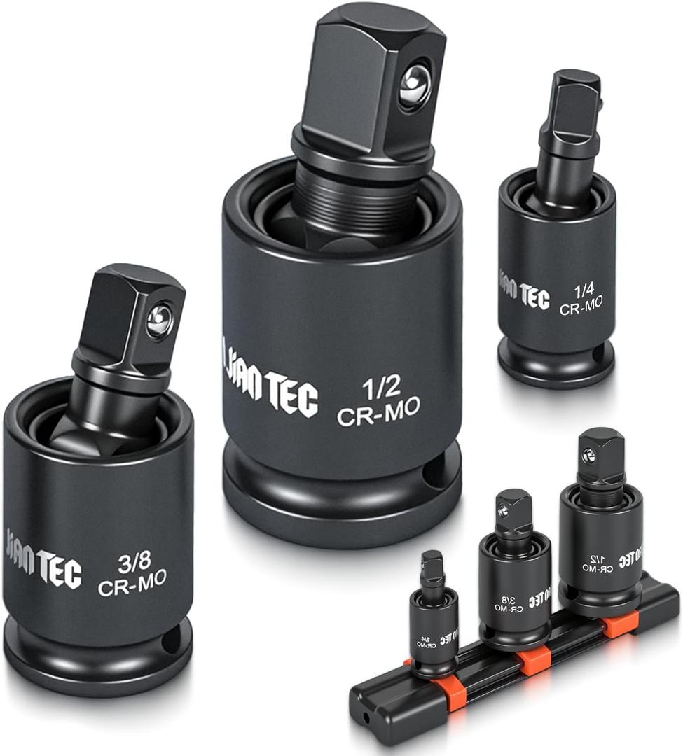 Impact Universal Joint-Socket Swivel Set, 3 piece, 1/2", 3/8", 1/4"Inch Drive Swivel Socket Extension Set, 360 Degree Rotation, Cr-Mo Steel