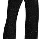 Womens High Waisted Rhinestone Jeans Straight Wide Leg Denim Pants Sparkly Glitter Bling Baggy Trousers (3X-Large, Black)