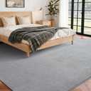 FinRèc 5x7 Washable Area Rugs for Bedroom Living Room, Low Pile Thin Rug Solid Color, Non-Slip Carpet Indoor for Home Decor (Pure Light Grey)