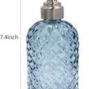 16 oz Diamond Pattern Glass Soap Dispenser, Kitchen and Bathroom Refillable Soap Dispenser with Rust Resistant Stainless Steel Pump for Hand Soap, Lotion Glass Liquid Dispenser (Blue)
