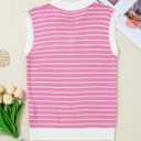 Dokotoo Women's Summer Short Cap Sleeve Sweaters Tops Casual Striped Color Block V Neck Polo Knit Shirts Blouses (Pink, XL)