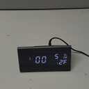 OCT17 Wooden Alarm Clock, Smart LED Digital Clock for Bedroom/desks, Upgraded with Time Temperature, Adjustable Brightness and Voice Control, Humidity Displaying - Black