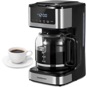Programmable Drip Coffee Maker 12 Cup, Coffee Machine with Iced Coffee Function, Touch Screen, Regular & Strong Brew, Coffee Pot for Home and Office, Auto Shut-Off Function