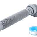 Low Profile 1 1/2 P Trap, Flexible Bathtub Shower Drain Pipe, Flat P Trap Freestanding Tub Drain for Bath