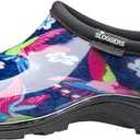 Sloggers Original Waterproof Rain and Garden Shoe for Women– Outdoor Slip-On Garden Clog - Made in The USA with Premium Comfort Insole and Arch Support - Blue/Pink Hummingbird Print, Size 9