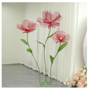 Giant Flowers for Decoration,Wedding Reception Essential Decoration,5.6 Ft Big Artificial Silk Flower with Stems and Stands,Party Banquet Background DecorHome DecorOrange Champagne