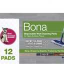 Bona Multi-Surface Floor Disposable Wet Cleaning Pads - 12-Pack - Residue-Free Floor Cleaning Solution for Stone, Tile, Laminate, and Vinyl Floors