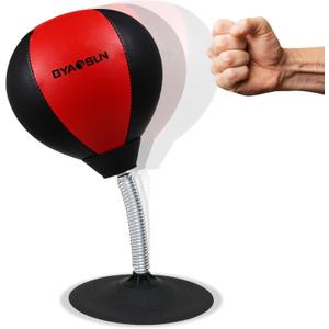 Desktop Punching Bag,Portable Strong Suction Cup Boxing Bag Speed Balls,for Home or Office Boxing Stress Relief Training,Fun Gift for Family or Boss or Coworker (Black Red)