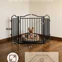 No Pawblems Metal Freestanding Foldable Dog Gate with Door, 30'' Tall
