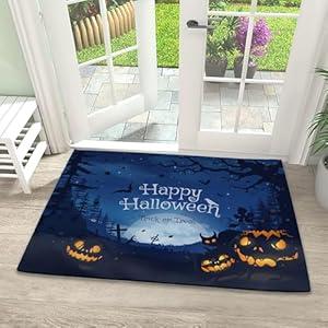 Door Mat, Happy Halloween Welcome Mat, Funny Pumpkins Doormats Indoor Entrance, Indoor Outdoor Mat, Low-Profile Floor Rugs for Entry, Patio, 17''x30''