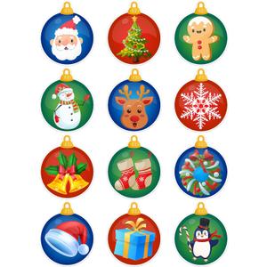 Lucleag 360 PCS Christmas Ornament Ball Stickers, 12 Styles with Christmas Elements for Kids, Envelope Seals, Card, Candy & Gift Present Decorations