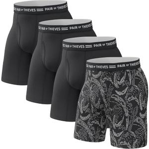 Pair of Thieves Every Day Kit Soft Cotton Long Boxer Briefs for Men (Medium, Black)