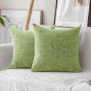 Home Brilliant Pillow Covers 26 x 26 Large Chenille Velvet Decorative European Pillow Cases for Patio Decor, 66x66cm (26inch) Set of 2, Apple Green