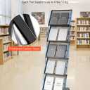 VEVOR Brochure Display Rack, Foldable 5 Pockets Magazine Literature Display Stand, Movable Floor Standing Magazine Rack with Wheels, Metal Newspaper Catalog Holders for Shop Exhibitions Office Show
