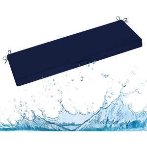 downluxe Outdoor Bench Cushion Waterproof, 48 x 18 Inch Patio Furniture Cushions with Adjustable Ties & Portable Handle, Porch Swing Cushions, Bench Cushions for Outdoor Furniture, Navy