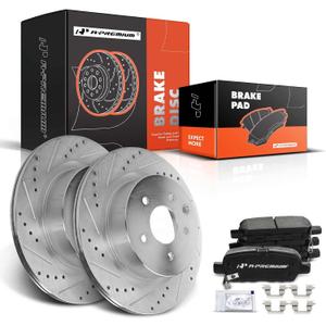 A-Premium 12.13 inch (308mm) Rear Drilled and Slotted Disc Brake Rotors + Ceramic Pads Kit Compatible with Nissan & Infiniti Models - M35/M45, Q40, Maxima, EX35, EX37, G25, G35, G37, QX50, 350Z, 370Z