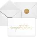 Congratulations Cards with Envelopes and Matching Stickers, Matte Gold Foil Design - Bulk Pack of 20, 4x6 Inch Minimalistic - Suitable for Business, Graduation, Weddings and Milestone Celebrations