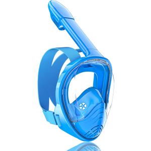 QingSong Kids Snorkel Mask Full Face, Snorkeling Set with Camera Mount, Foldable 180 Degree Panoramic View Snorkeling Gear Anti-Fog Anti-Leak (X-Small, Blue)