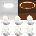 Amico 6 Pack 4 Inch 5CCT LED Recessed Ceiling Light with Night Light, 2700K/3000K/3500K/4000K/5000K Selectable Ultra-Thin Recessed Lighting, 10W=90W, 700LM, Dimmable Canless Wafer Downlight - ETL&FCC