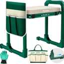 Saker Garden Kneeler and Seat Foldable Gardening Stool with Extendable Legs & Thickened Pad, Tool/Storage Bag, Heavy Duty Support for Elderly, Gardening, Outdoor Use (Luxury version)