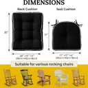 1 MIDDLE ONE Rocking Chair Cushion Outdoor Indoor, Memory Foam Replacement Rocking Chair Pads, Set of Thicken Seat & Back Cushions with Ties for Rocker (Black, 22"X17"/17"X17")