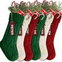 YOGINGO 6 Pack Christmas Stockings - Personalized Christmas Stockings, 18 Inches Large Christmas Stocking Hold All Surprises, Knitted Gift Stockings & Farmhouse Christmas Decor