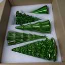 Soaoo 5 Pcs Mercury Glass Christmas Tree with LED Lights 10 Inch Large Figurine Lighted Christmas Tree Decoration Light up Tabletop Glass Decor for Home Table Centerpiece(Green)