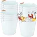 Didaey 12 Pcs Large Galvanized Metal Buckets with Handle 10 Inch Heavy Duty Stainless Steel Pails Round Pail for Party Wedding, Crafts, Utensils, Table Centerpieces (White)