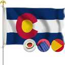 Colorado Flag 3x5 Outdoor - Embroidered Design Heavy Duty Polyester CO Flag with Sewn Stripes, Brass Grommets