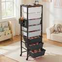 Rolling Cart with Drawers, Rolling Storage Cart with Large Plastic Drawers & Wooden Tabletop, Utility Cart with Pegboards & Basket, Storage Drawers Cart for Living Room, Classroom, Bedroom, Office