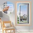 Magnetic Window Screen with Small Window, Easy to Open and Close, Used for Windows with Handles(White Frame Grey Mesh with Small Windows, 57''X35''(145X89cm))