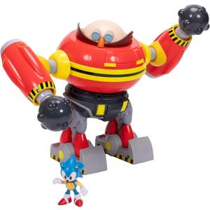Sonic The Hedgehog 2.5" Action Figure Hammer Egg Robot Deluxe Playset. 360 Degree Spin Attack and Projectile Cannon Arms! 3 Strikes Until Hammer Egg Robot Explodes!