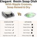 DOXOLOGY Gray Stone Marble Soap Dish Bathroom Organizer - Resin Soap Dish with Rectangular Design 3.7" L x 2.8" W - Self Draining Soap Dishes Keeps Countertop Neat - Marble Look Soap Tray for Sink