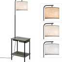 EOEYYOYB Floor Lamp with Table & Drawers, End Table Lamp with USB Charging Portt Power Outlet and Shelves, Side Table Reading Light with 3 Color Temperature Led Bulb Included for Living Room, Gray