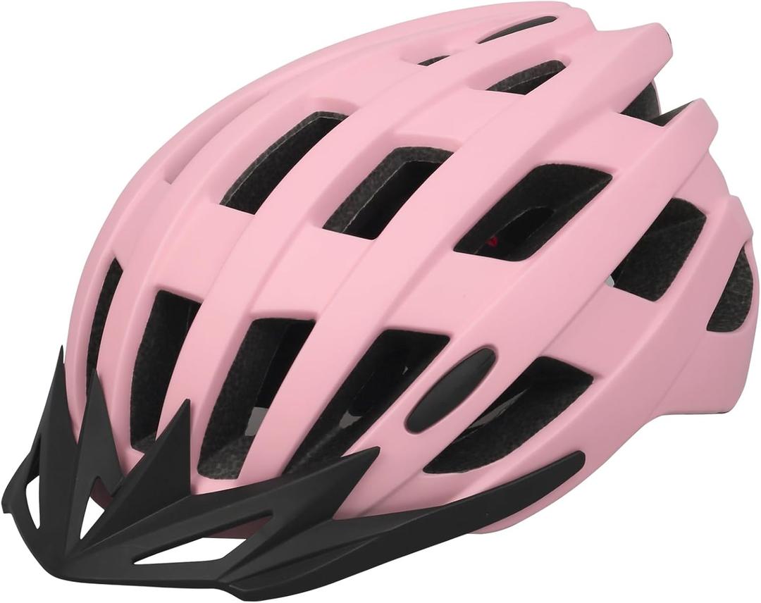 Adult Bike Helmets, Adjustable Mens Womens Bicycle Helmet, Lightweight Road Mountain Cycling Safety Sports Helmets with Detachable Visor (M:54-58cm/21.2''-22.8'', Pink)