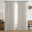 100% Blackout Curtains 84 Inch Length 2 Panels Set Farmhouse Style for Bedroom Windows/Living Room Thermal Insulated Neutral Boho Drapes Linen Blend Natural Ivory 7ft Long Hook Belt Pleated/Back Tab