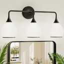 TETOTE 3-Light Modern Bathroom Light Fixtures, 3 Light Vanity Lights Over Mirror Black Wall Lamp with Frosted Glass for Bathroom, Mirror, Living Room, Bedroom, Hallway