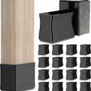 3/4" x 1 1/2" Rectangle Chair Leg Protectors for Hardwood Floors, Silicone Covers to Protect Wood Tile Floors Felt Pads Furniture Leg Caps Reduce Noise. Easy to Move. 16PCS Black.