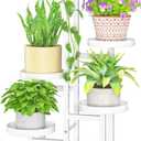 LASZOLA White 5 Tier Plant Stand Indoor Heavy Duty Rack for Modern House Planter, Metal and Wooden Vertical Organizer Decor Narrow Bathroom Floor, Sturdy Multi Level Flower Holder Raised, Cat Proof