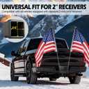 Universal Dual Hitch Flag Pole Holder for 2 Inch Receivers, Heavy-Duty Iron Double Flag Mount with Trailer Hitch & License Plate Bracket, Compatible with Trucks, SUV, RV, Pickup, Camper