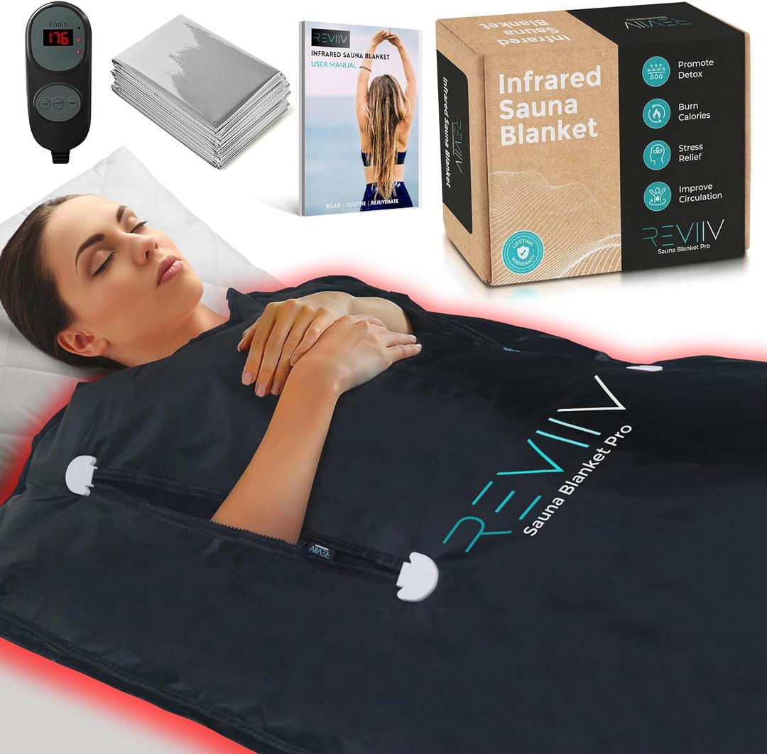 Portable Sauna Blanket with Zipper Arm Holes - 6 ft x 3 ft Far Infrared Sauna Blanket for Detoxification with 10x Bonus Thermal Wraps - Infrared Saunas for Home, 113-176℉