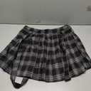 chouyatou Women's Cool Sweet A-Line Decorative Strap Plaid Pleated Mini Skirt (X-Large, Black)