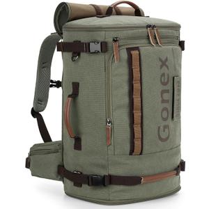 Gonex Canvas Travel Backpack, Large 3-in-1 Convertible Vintage Laptop Duffel Bag for Men & Women, Durable Carry-On for Work, College & Outdoor Adventure (Classical Green)