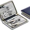 MR.GREEN Innate Luxury Manicure Set Surgical Grade Scissors Stainless nail clipper Kit full grain cow leather package Pedicure (9 in 1 Manicure Set)