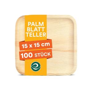 ECO SOUL 100 Count Square Palm Leaf Plates of 6 Inch - Disposable, Eco-Friendly, Biodegradable Bamboo Plates - Perfect for Parties, Catering, Weddings & Large Events