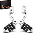 PBYMT Highway Pegs Long Angled 304 Stainless Steel, Highway Footpegs Footrest Fit For 1''&1.25''(25/32mm) Crash Bars Compatible with Harley Davidson Touring Streel Guide Chrome