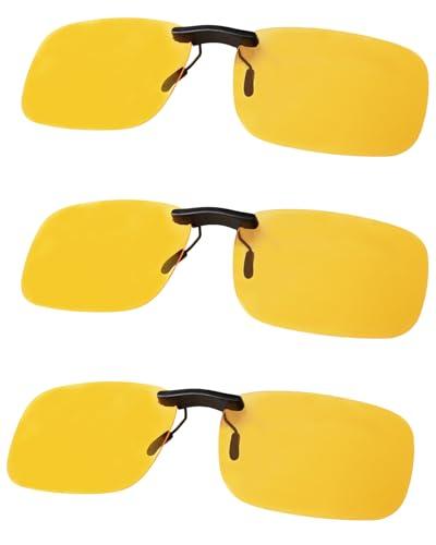 FIMOSON Clip On Night Driving Glasses - Polarized Anti Glare Night Vision Sunglasses for Wearing Over Prescription Glasses