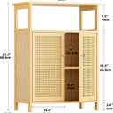 HITNET Rattan Bathroom Storage Cabinet, Bamboo Floor Cabinet with 2 Doors and Open Shelf, Freestanding Cupboard for Living Room, Entryway, Kitchen, Natural, 23.6 Inches X 31.7 Inches X 11.8 Inches