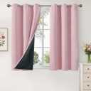 YoungsTex Short 100% Blackout Curtains 45 Inches Length for Kids Bedroom, Thick Full Light Blocking Thermal Insulated Blackout Window Drapes with Liner, Baby Pink, 2 Panels, 42 X 45 Inch