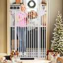 55 Inch Extra Tall Pet Gate for Cats,29.92"-43" Adjustable Wide Dog Gates,Pressure Mounted Walk Through Tall Pets Gate for Doorways,Hallway,Stairs(White)